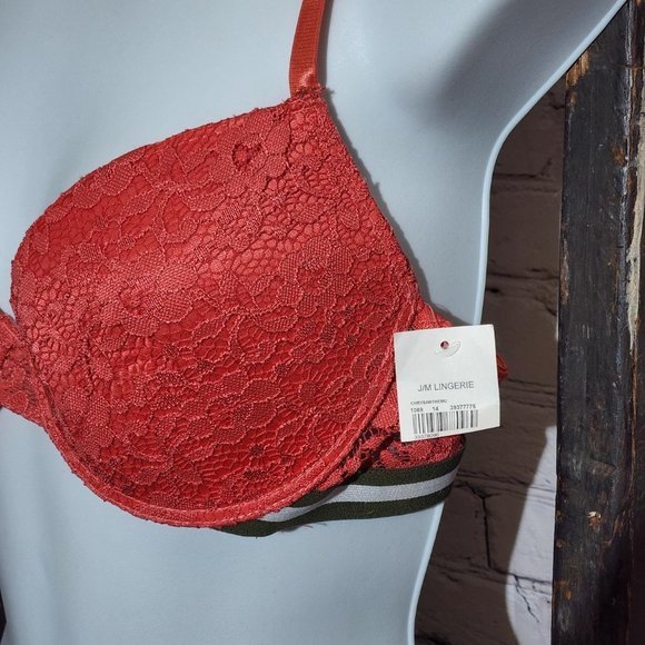 NWT Rene Rofe Cato 38B Bra Padded Pure Beauty Red Underwire - Picture 2 of 5